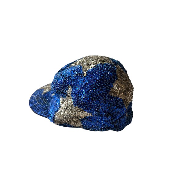 Vintage KENAR Sequin Baseball Cap, Y2K Blue Star Hat main image 3